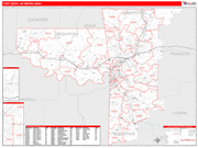 Fort Smith Metro Area Wall Map Red Line Style